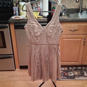 Catherine Malandrino Taupe Textured Midi Dress